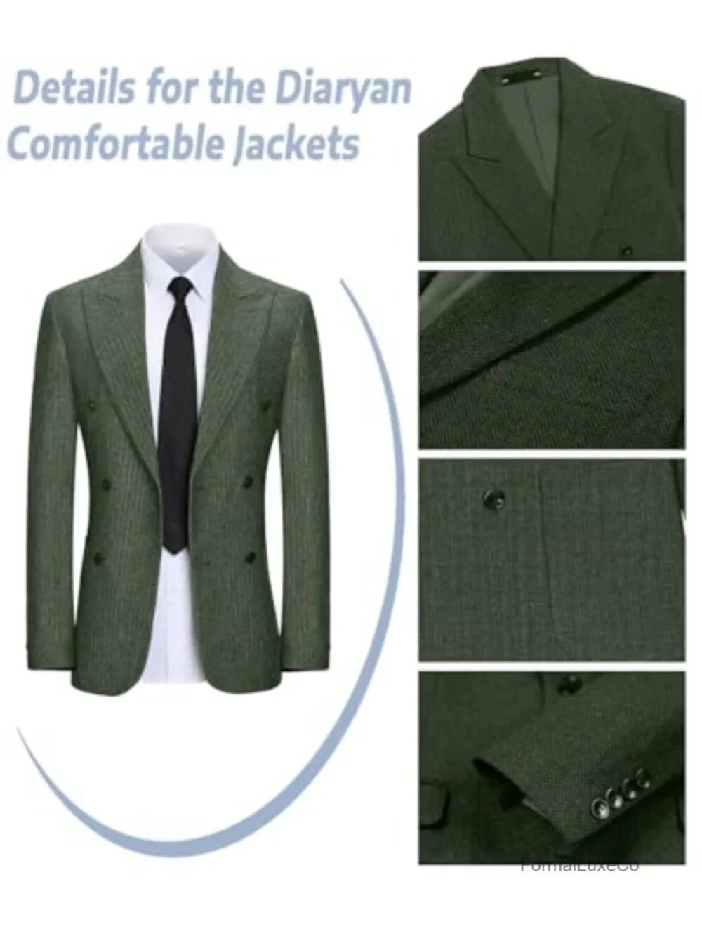 Retro Men's Tweed Suit Herringbone Slim Fit 2 Piece Wedding Tuxedo